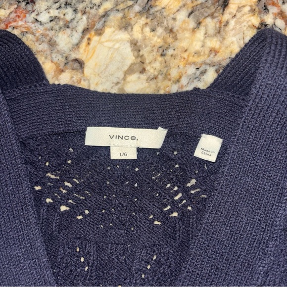 Vince Open Stitch Cardigan in Coastal Blue - Picture 7 of 7